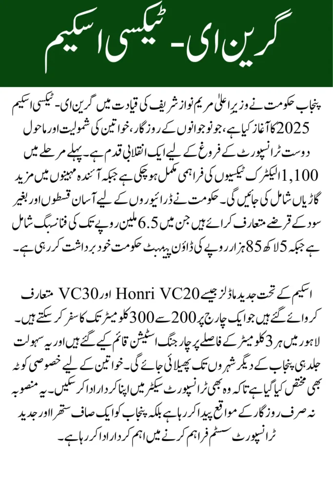 CM Punjab Green E-Taxi Scheme 2025 