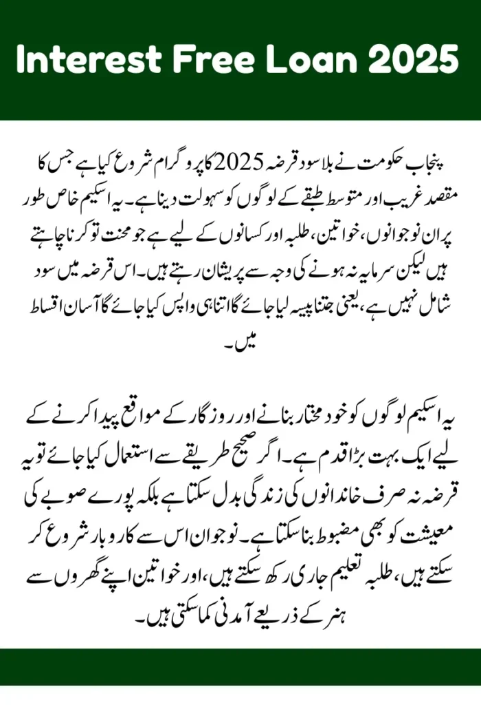 Interest Free Loan 2025 by Punjab Government How to Apply