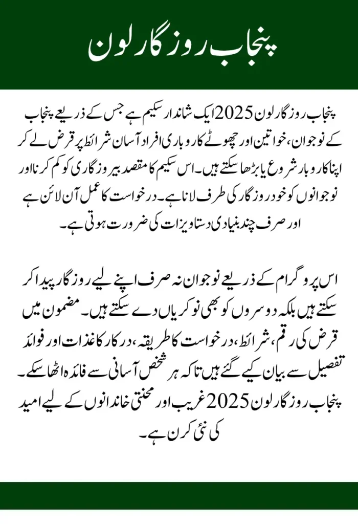 Punjab Rozgar Loan 2025